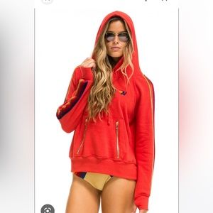 Aviator nation 5 stripe velour hoodie